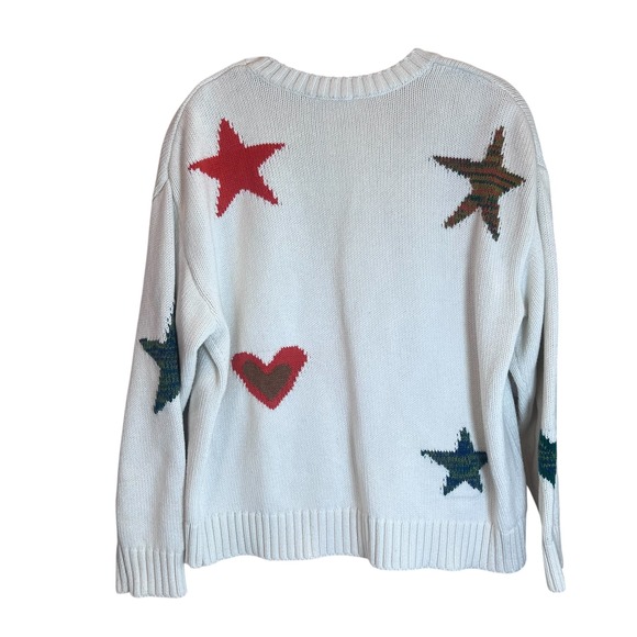 Rails Zoey Ivory Rainbow Stars Hearts Cotton Cashmere Knit Sweater Small 892-307 - Picture 3 of 6